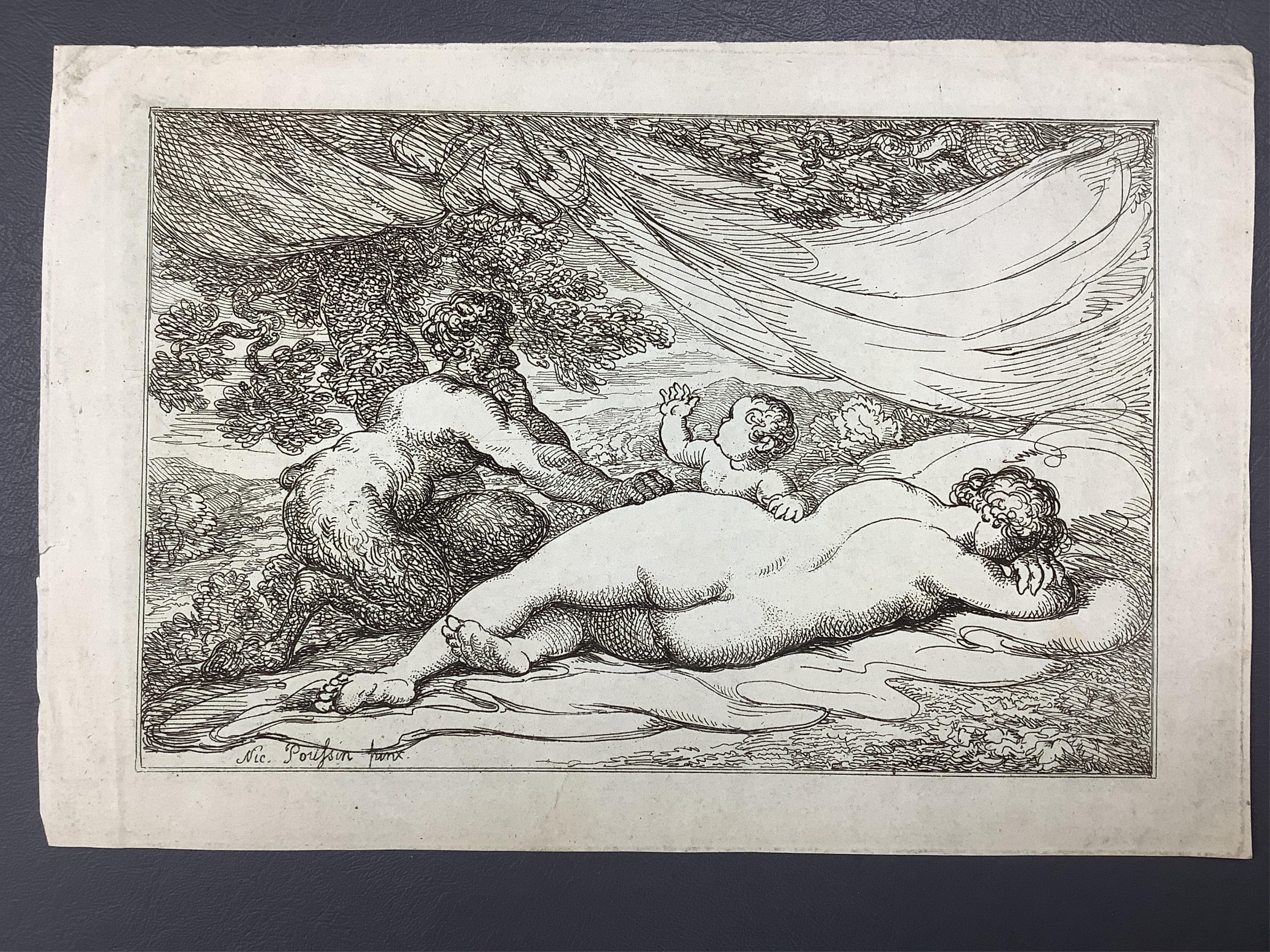 18th century, Old Master school, Classical scene, sanguine chalk on buff paper, together with a collection of early engravings, prints and book plates to include after Wenceslaus Hollar, Portrait of William Fenner, Recto